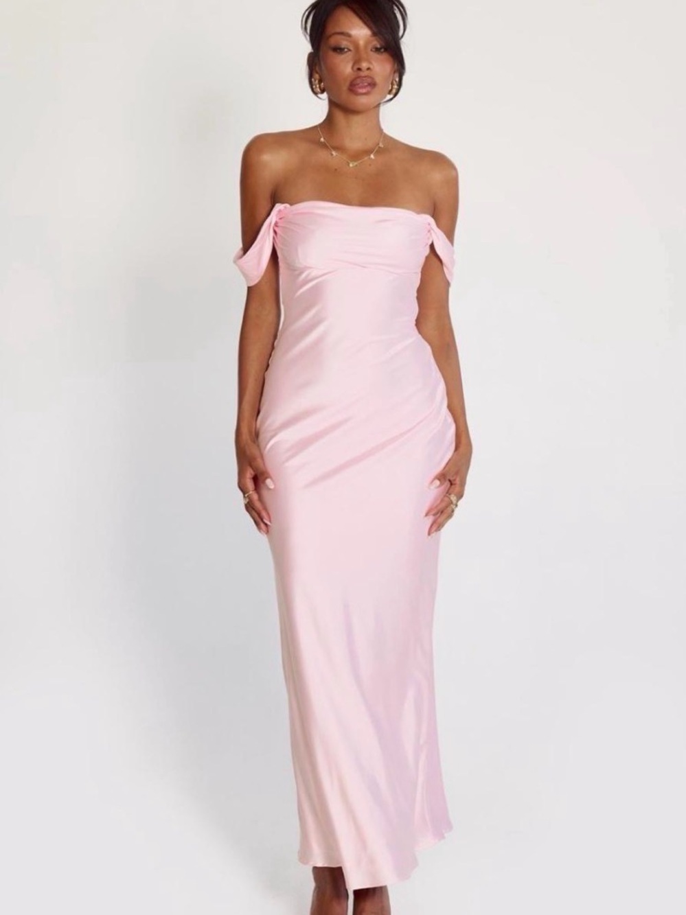 Princess Polly Aura Aura Off The Shoulder Maxi Dress in Pink